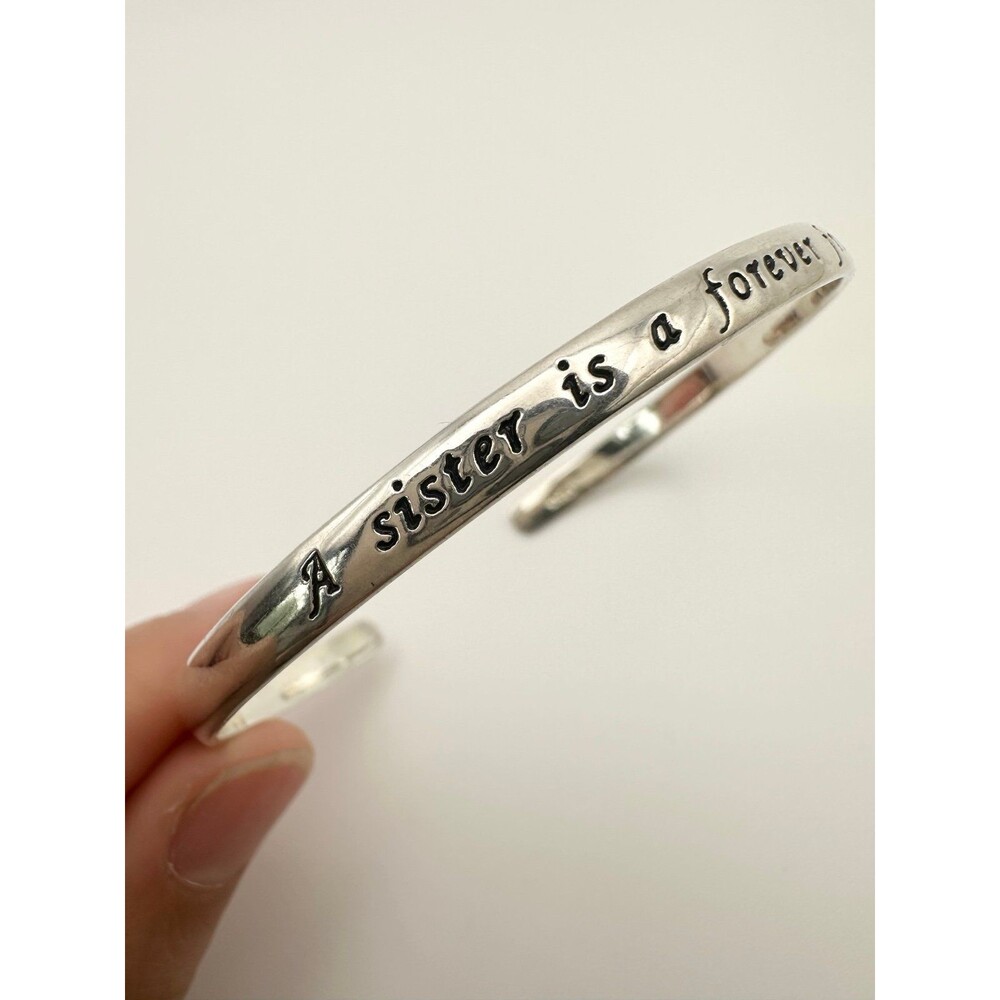 925 sterling silver a sister is a forever friend cuff Bracelet